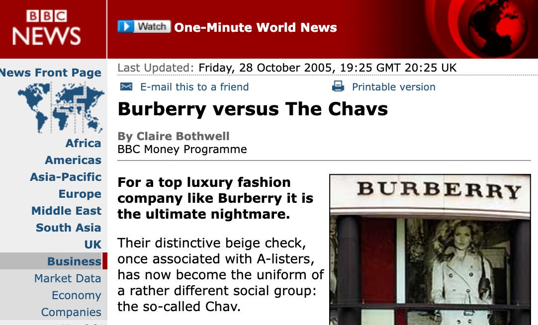 BBC News: Burberry versus The Chavs