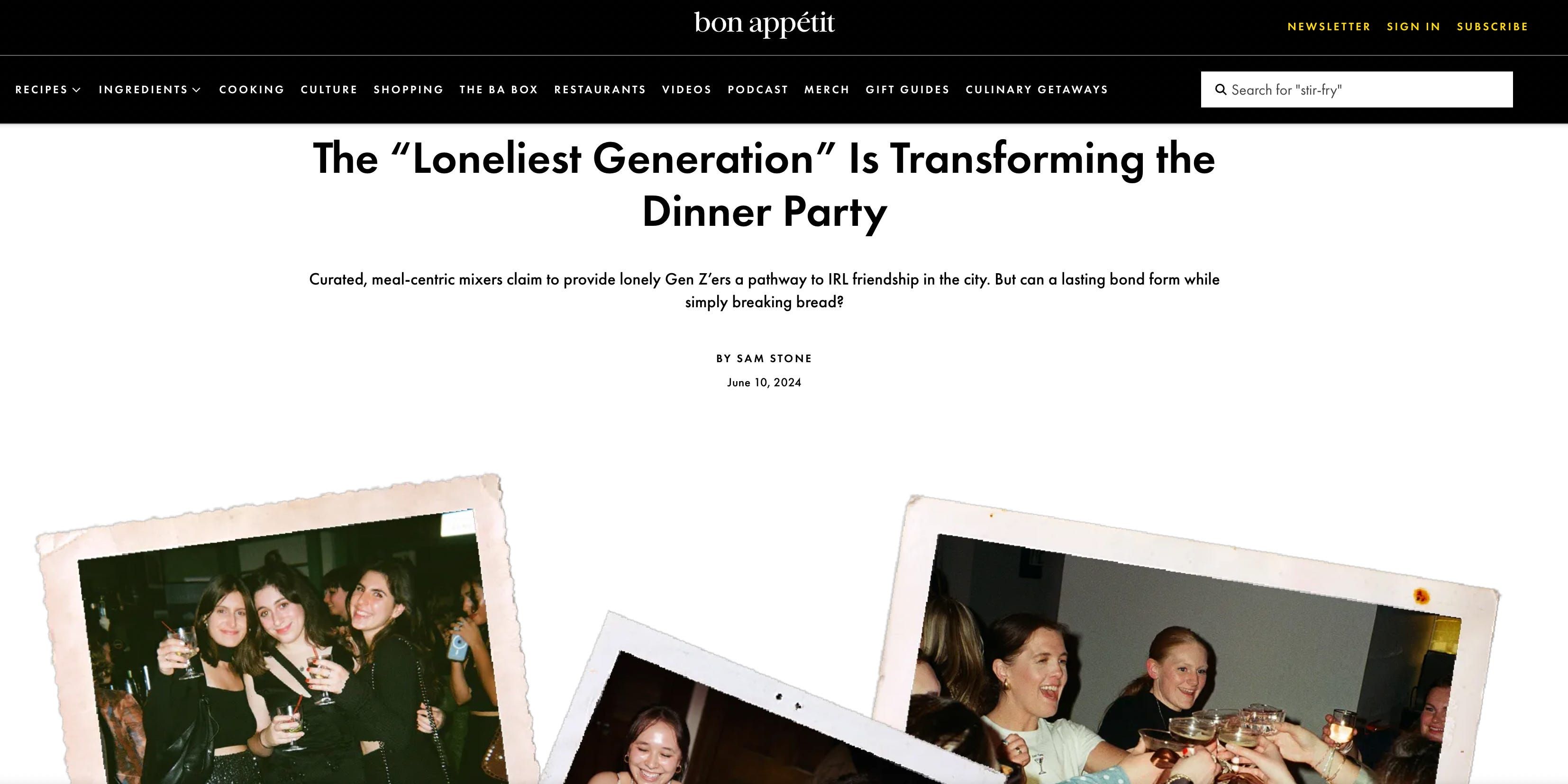 Bon Appetit - the rise of the Gen Z dinner party series