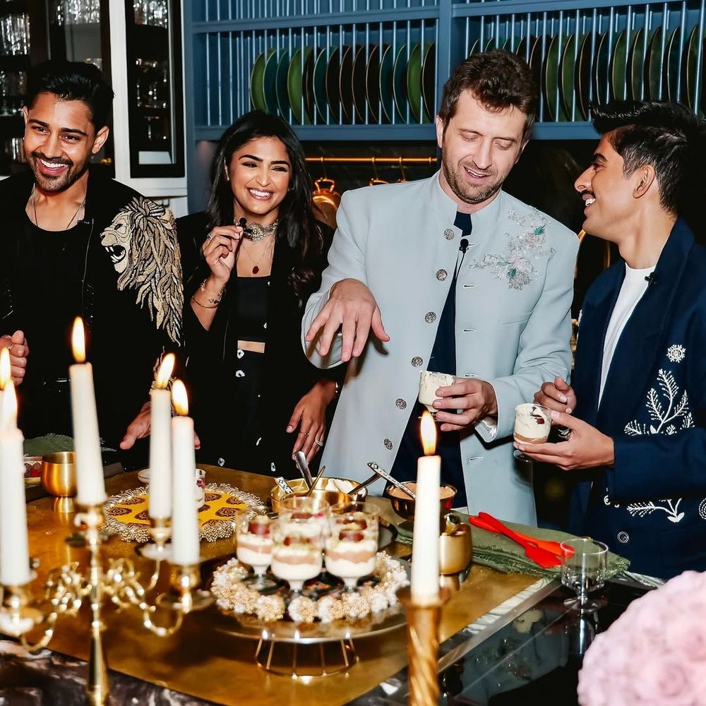 A moment of joy and collaboration as Karan Brar, Avantika, David Litwak, and Manish Dayal gathered in Maxwell's Grand Kitchen to craft gulab jamun trifle desserts alongside Palak Patel (The Chutney Life)