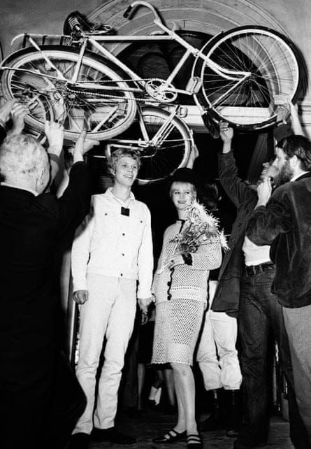 White-bike wedding: Sara Duijs' unconventional marriage to Rob Stolk, October 1965.