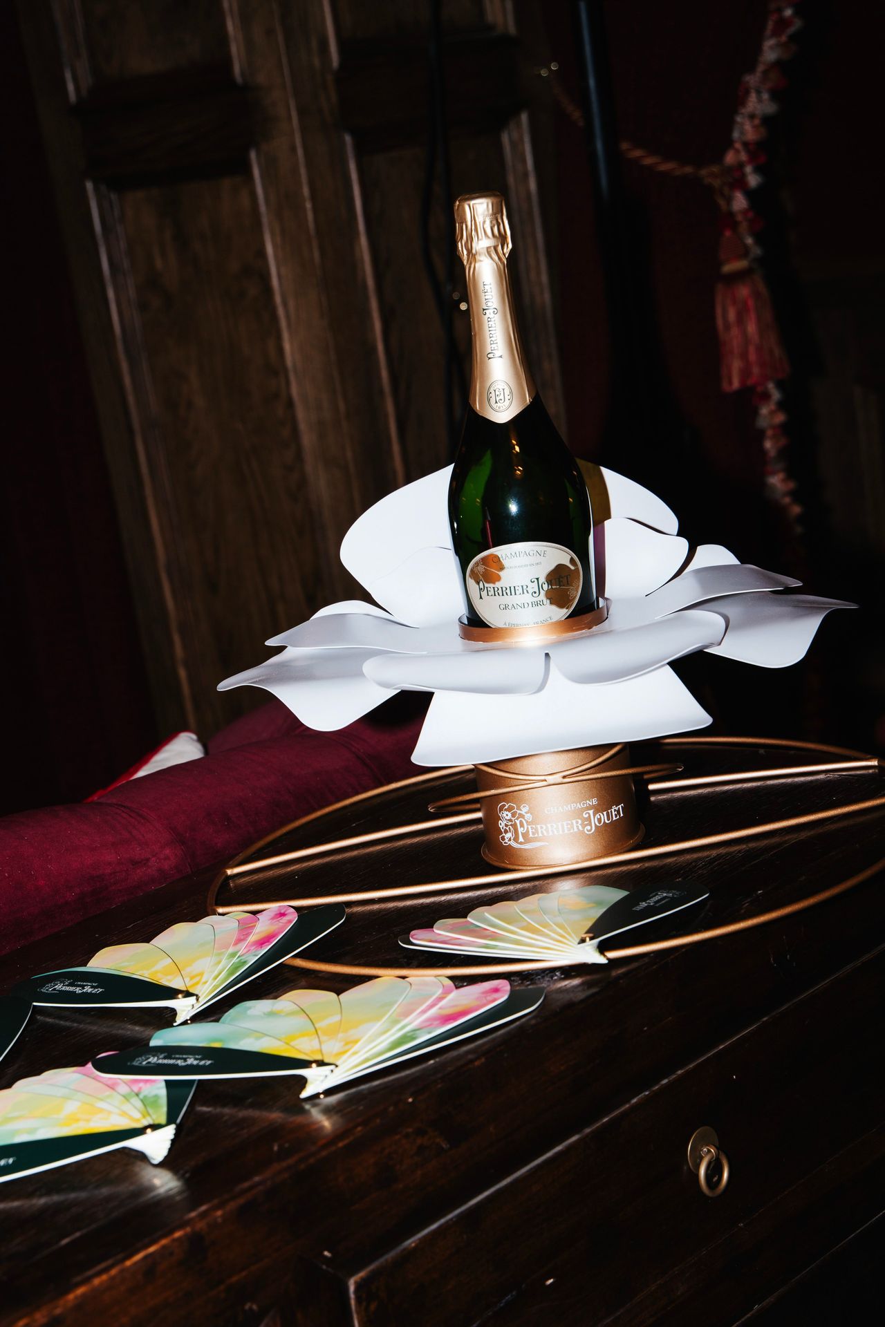 A toast to pajama glam! Nothing says “Friday night luxury” like Perrier-Jouët champagne under soft lights.