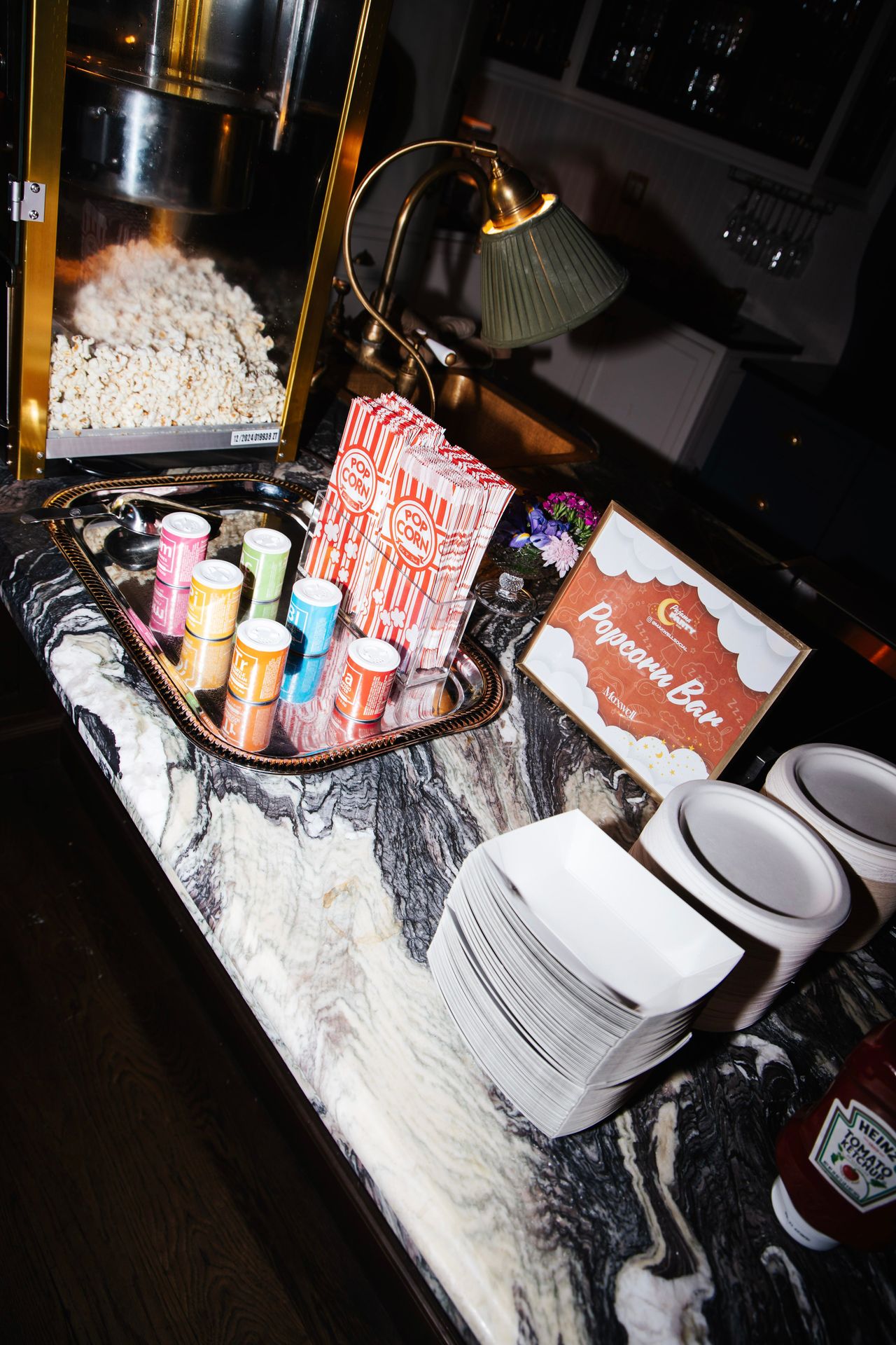 Late-night cravings satisfied. The snack station was a total hit  from make-your-own popcorn to cookies & milk.