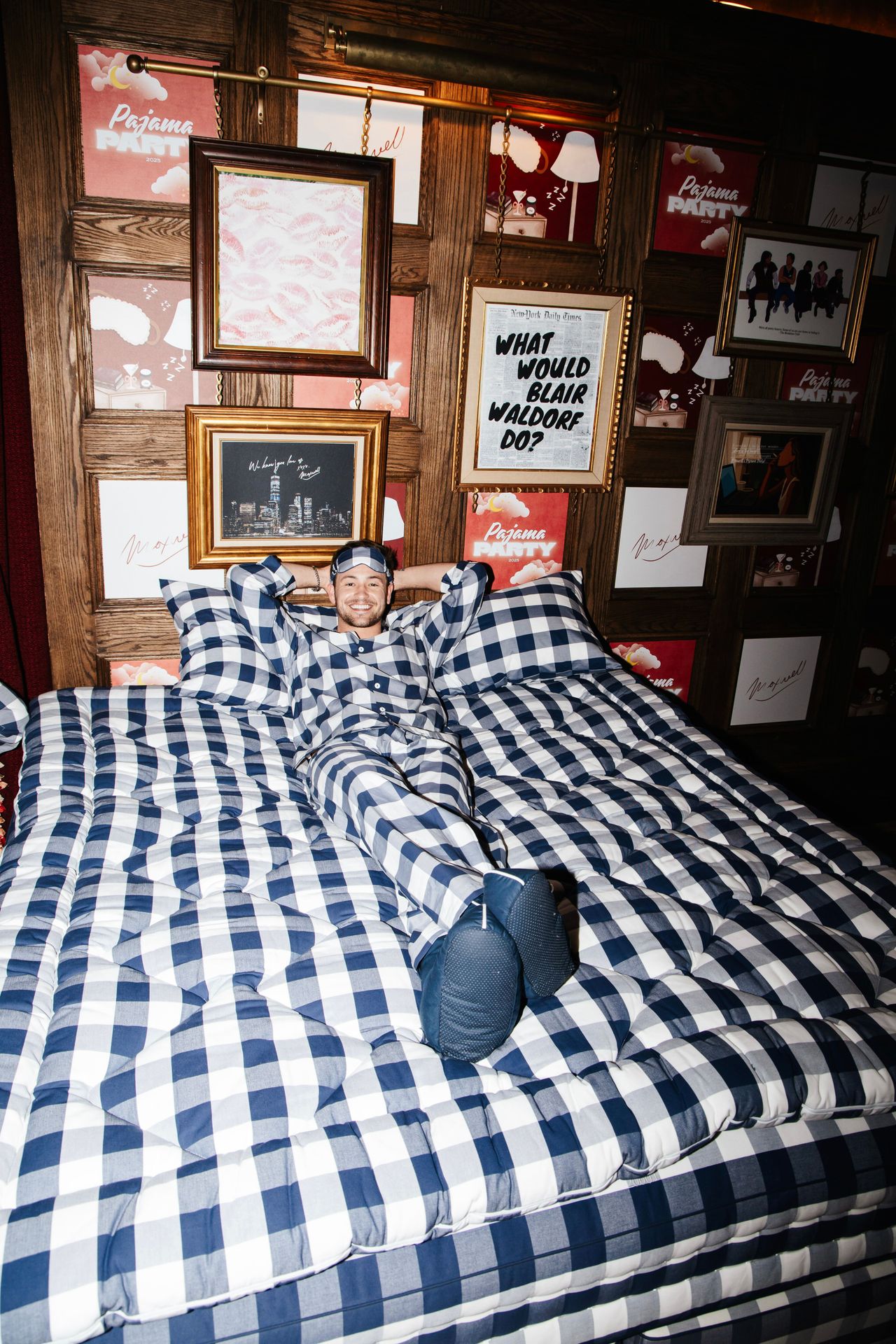 The ultimate lounge moment — guests sank into the Hästens bedroom setup