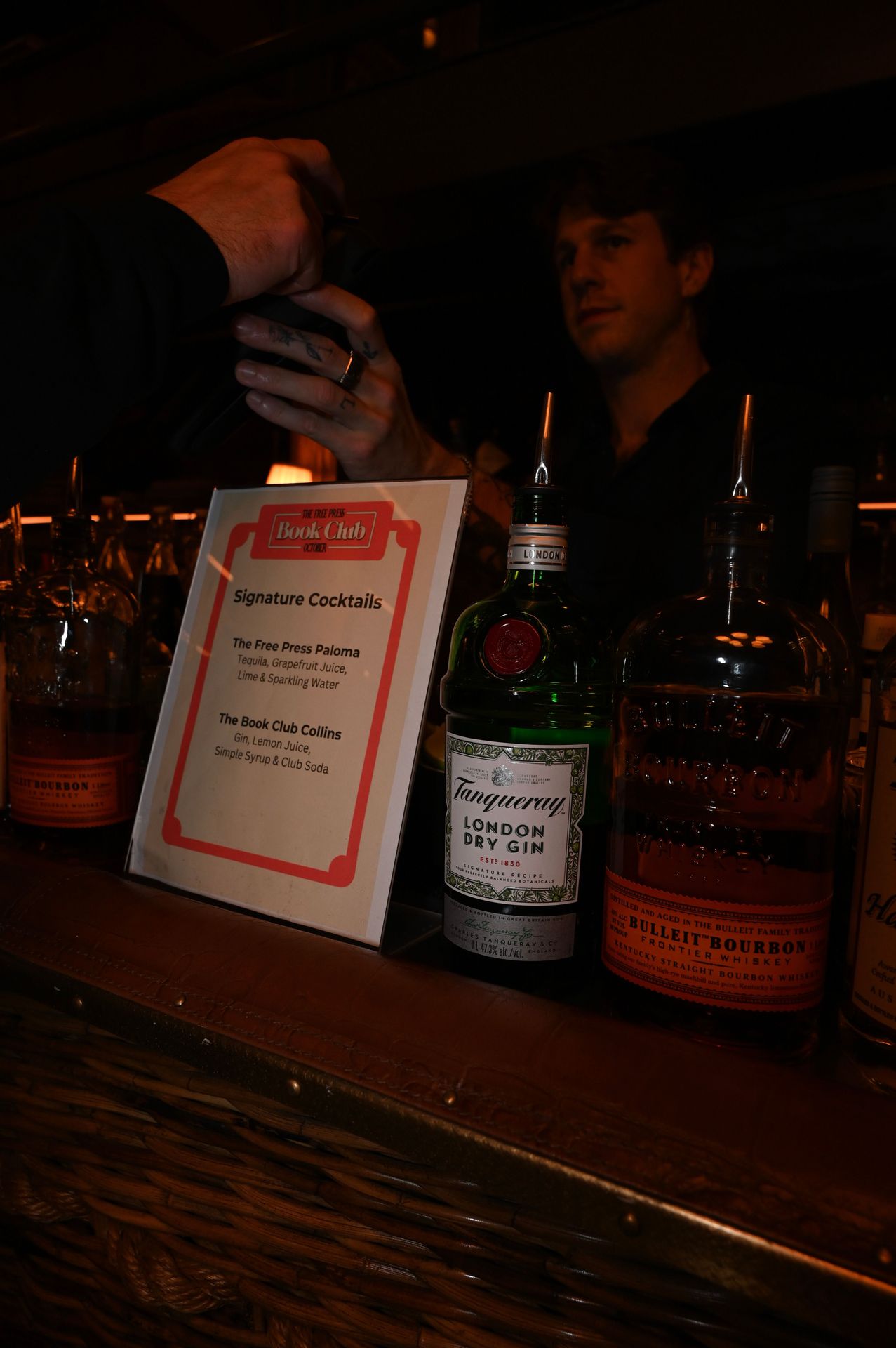 Signature cocktails of the night: “The Free Press Paloma” and “The Book Club Collins”