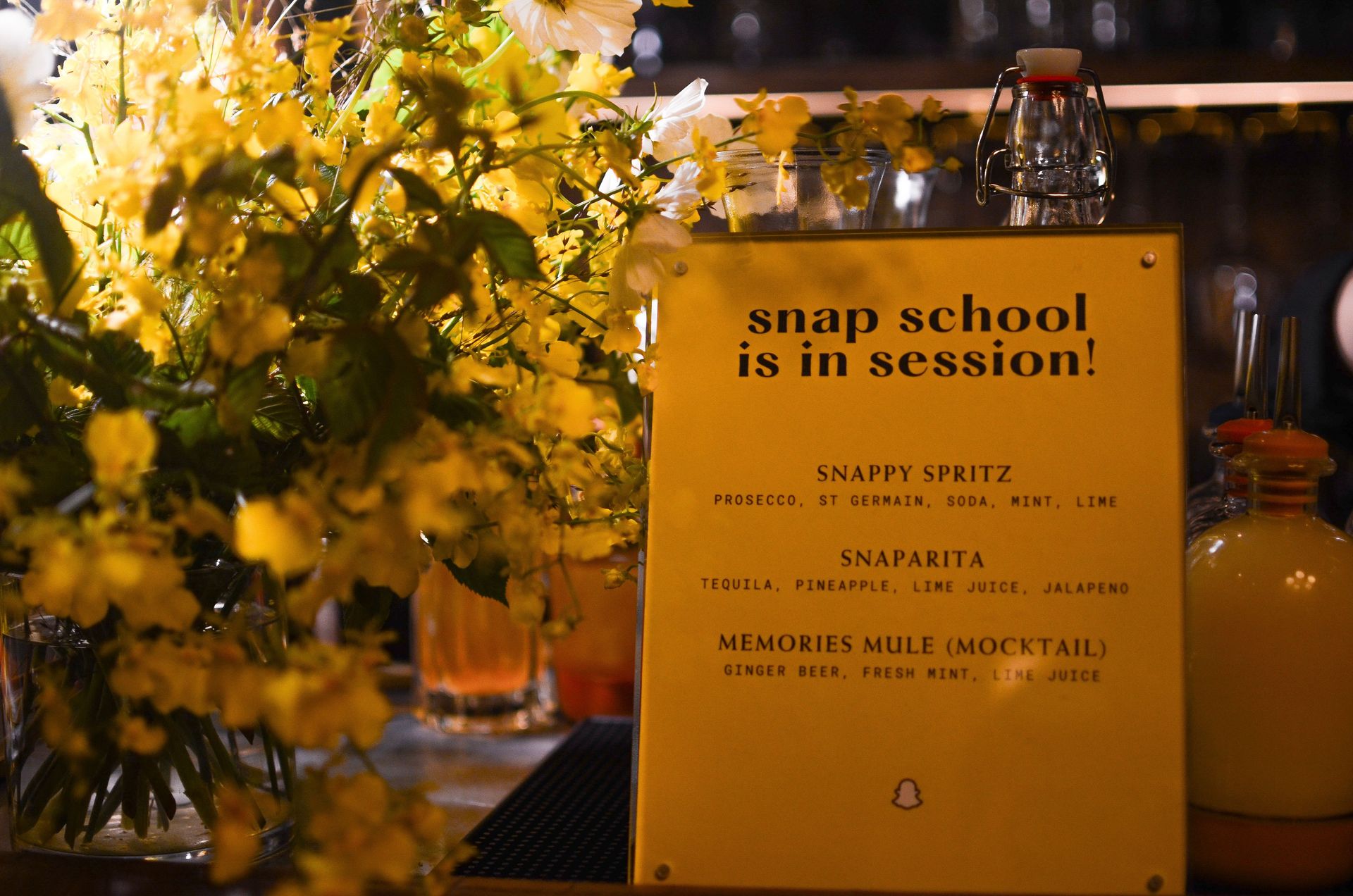 The drink menu, each one perfectly themed and delicious.