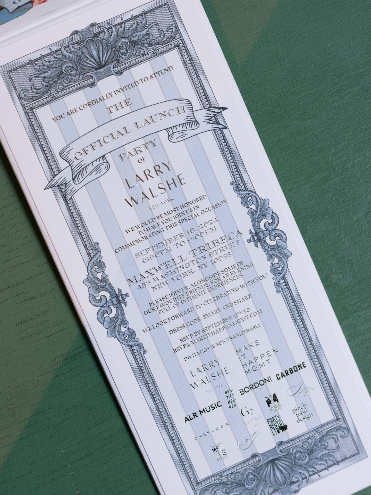 Every element of the evening, including the invite, designed as art