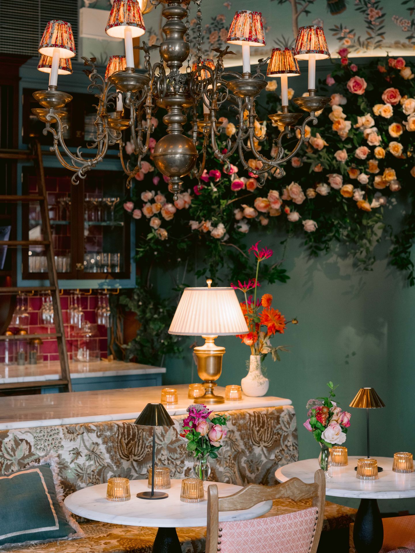 Maxwell studio adorned with florals by Larry Walshe Studios for their launch