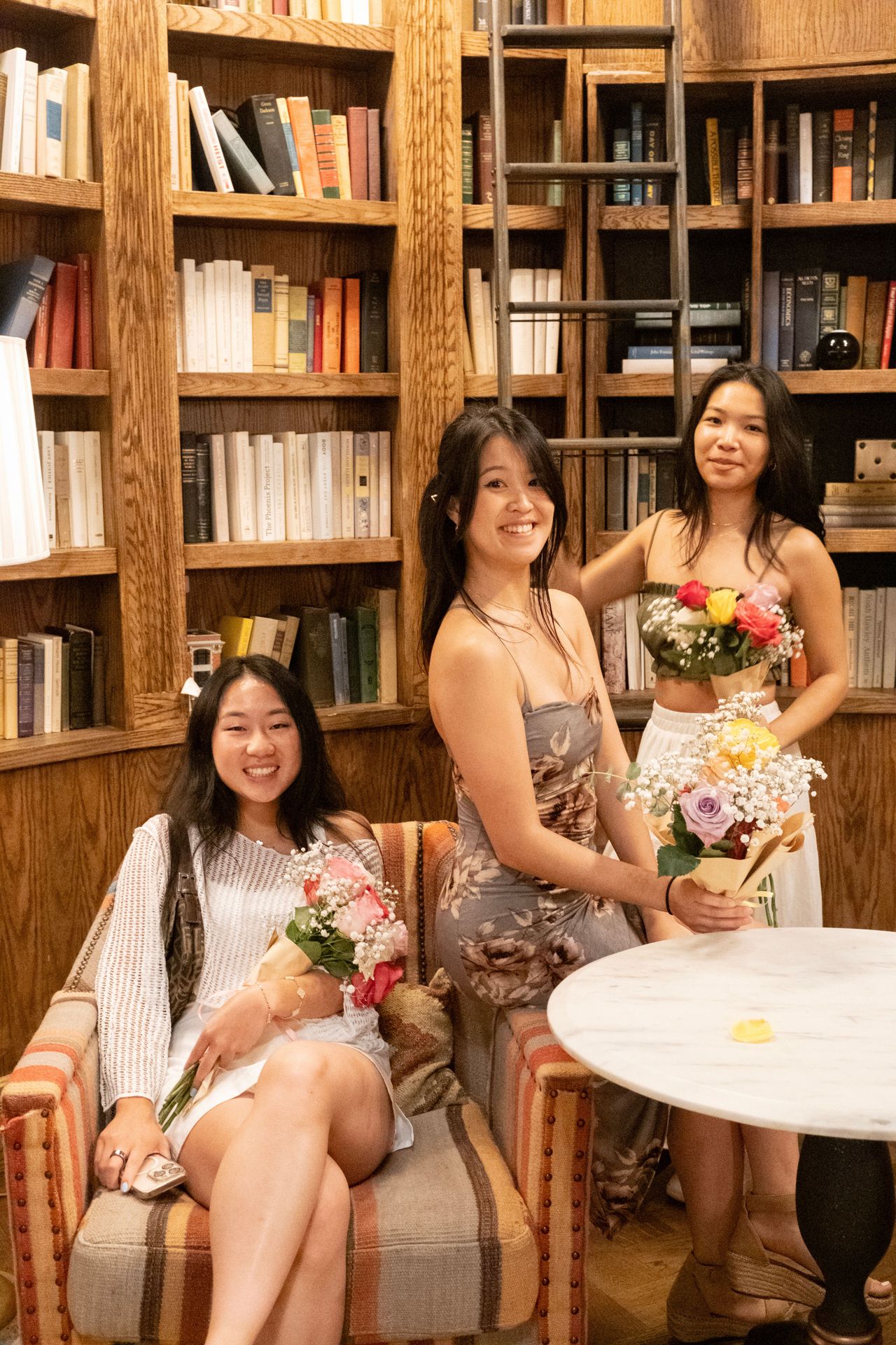 In the library at Maxwell, surrounded by books and conversation