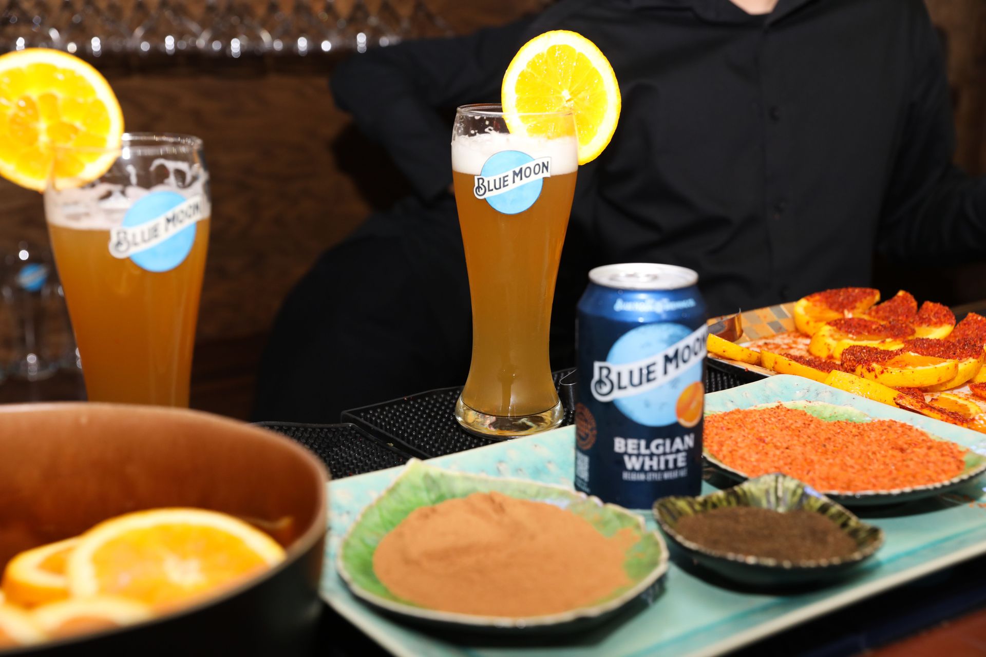 Blue Moon, spice, and everything nice. Bartenders paired pours with flavor-packed bites