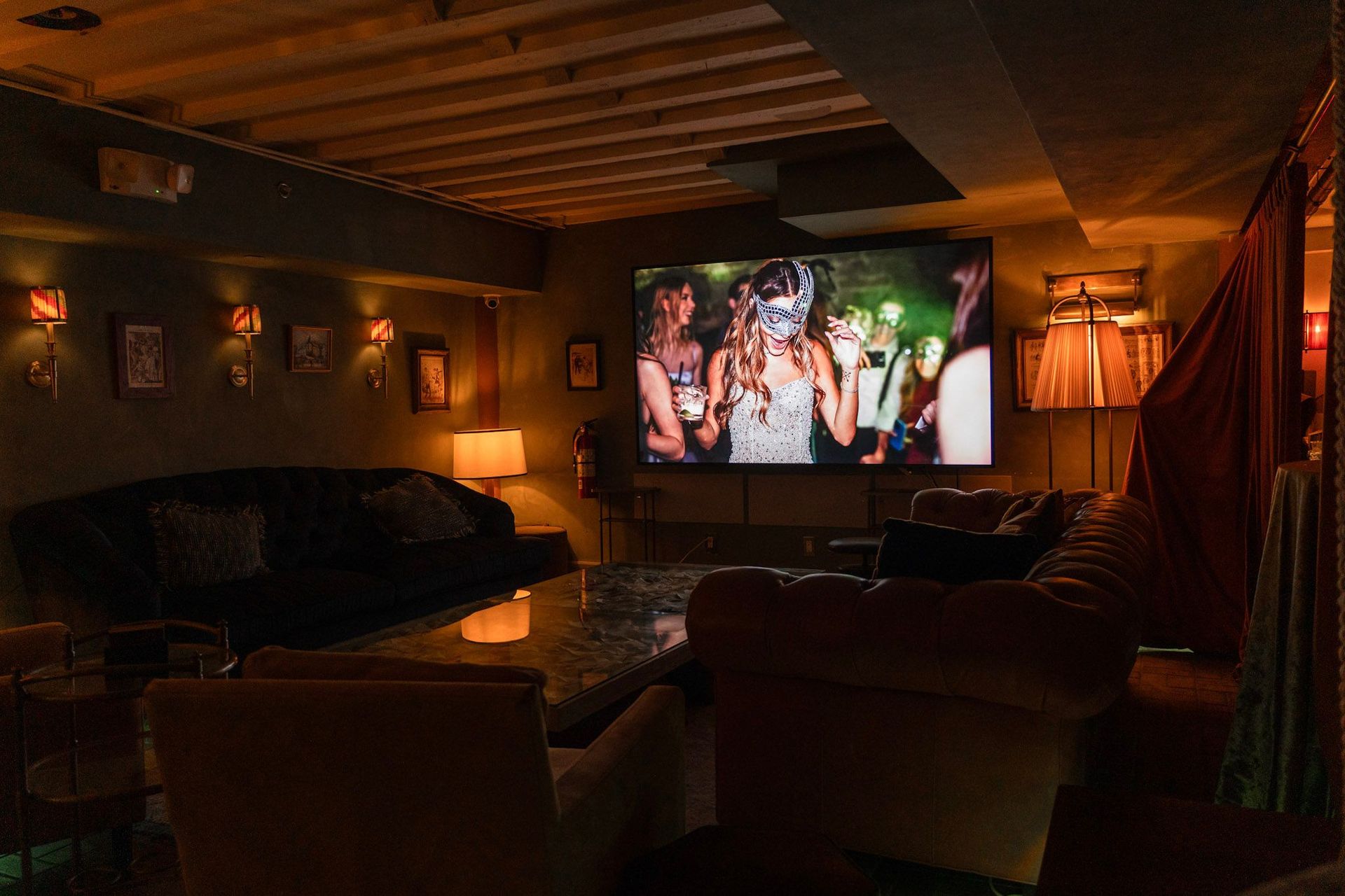 Tucked inside Maxwell, the speakeasy-style lounge doubles as a screening room